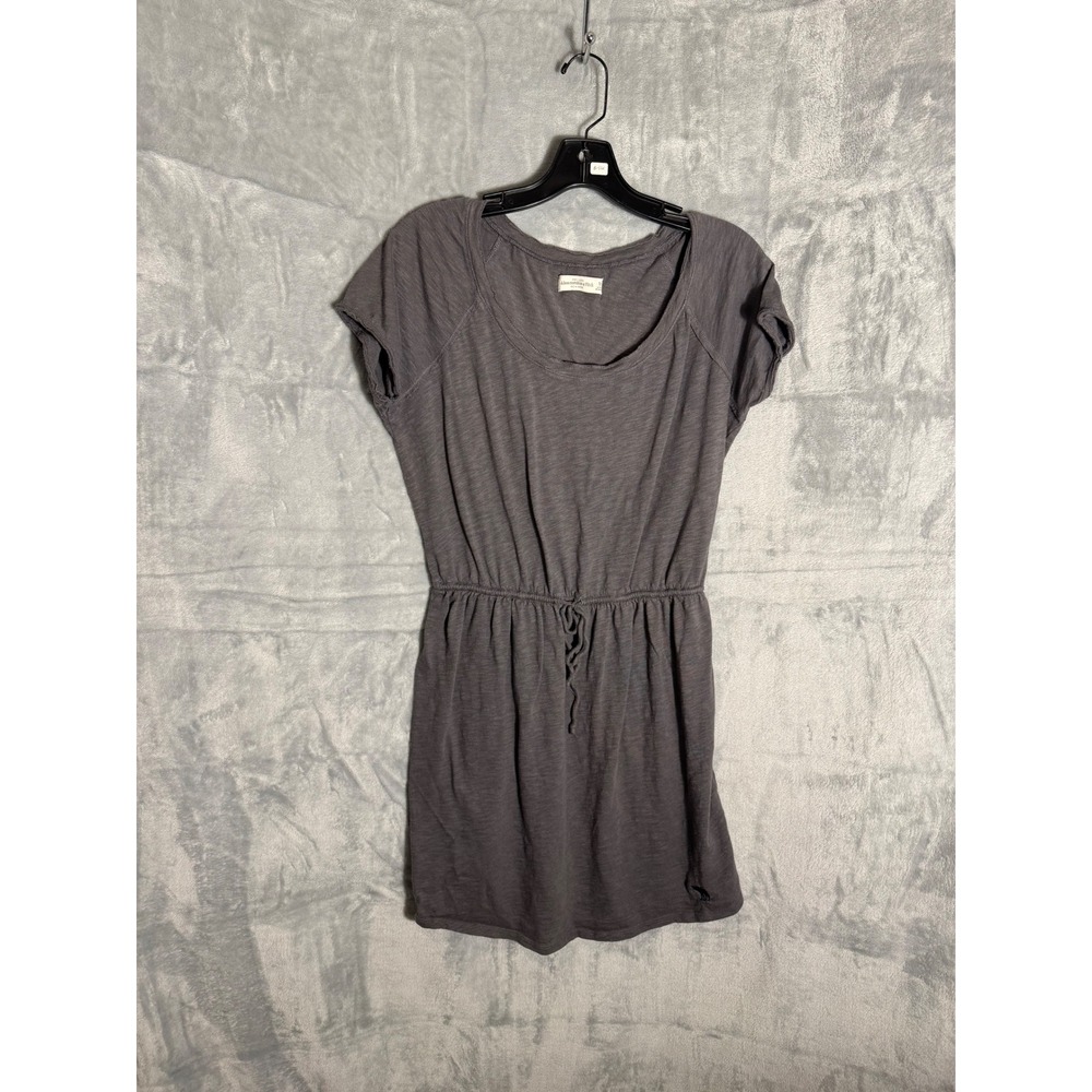 Abercrombie & Fitch Gray Cotton Modal Drawstring Waist Mini Dress Womens Medium